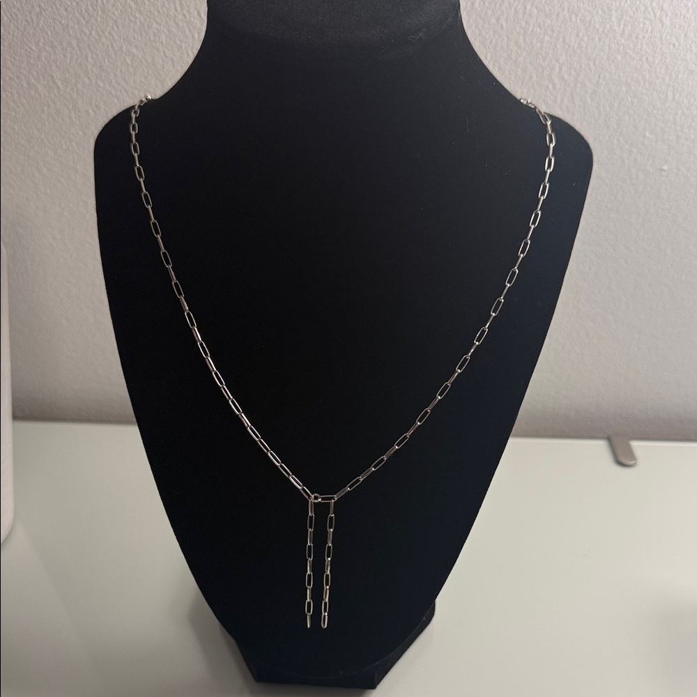 Sterling silver Paperclip Lariat Necklace - Women Jewelry